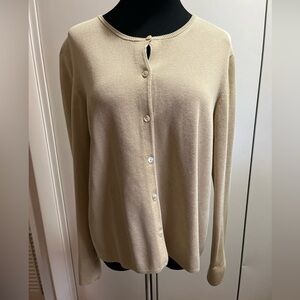 Tommy Bahama Cardigan Womens XL Tan Silk Cotton